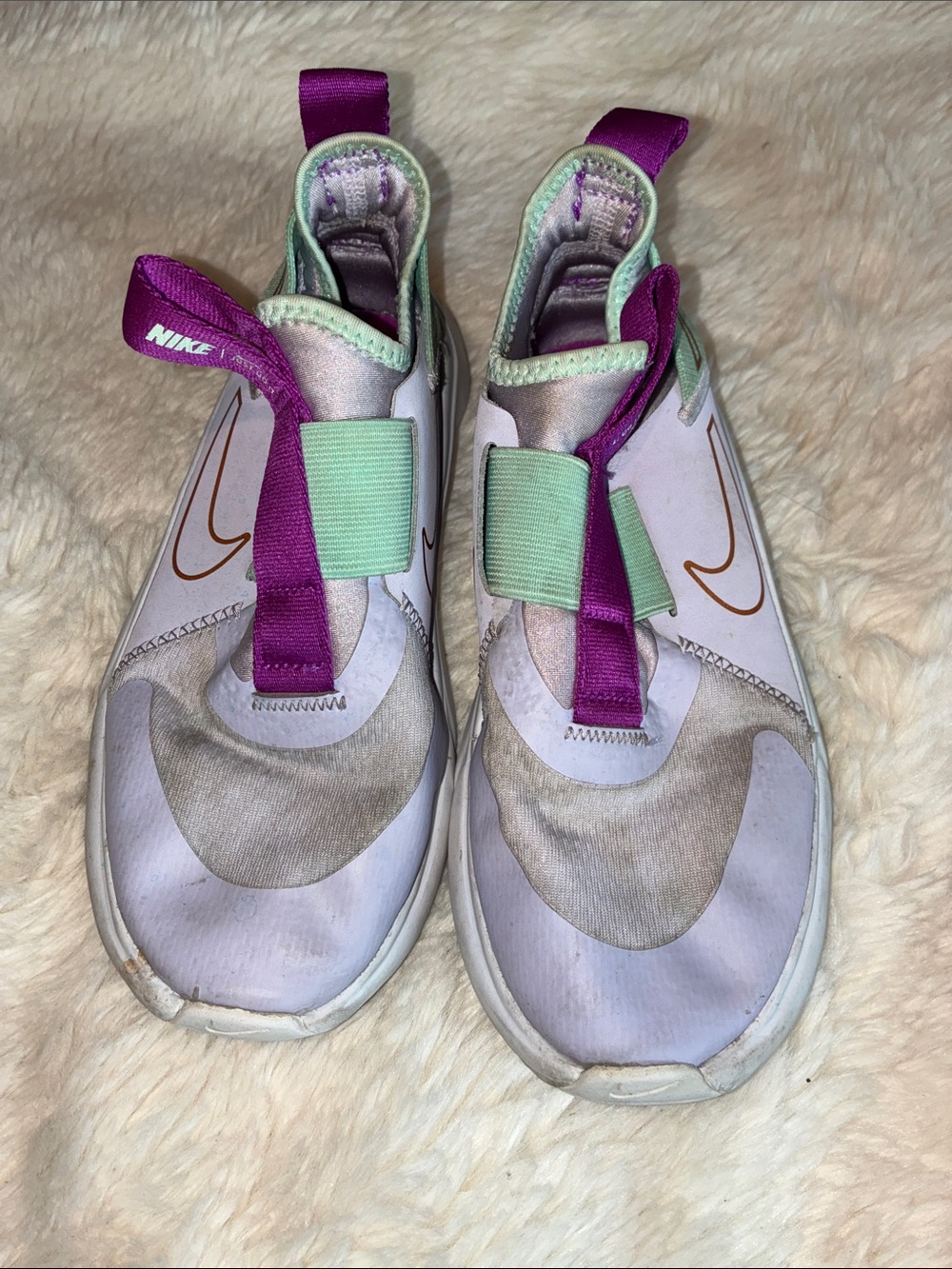 Nike Kids Slip-On Sneakers in Lavender, Mint & Magenta